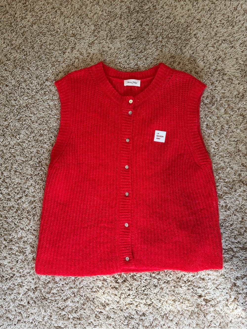 American Vintage Red Knit Sweater Vest